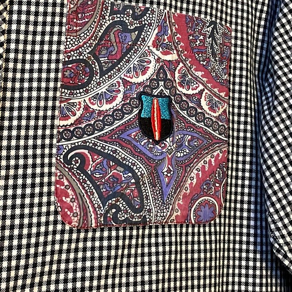 Robert Graham Medium Mens White Black Cotton Check Long Sleeve Button Up Shirt - Picture 5 of 10